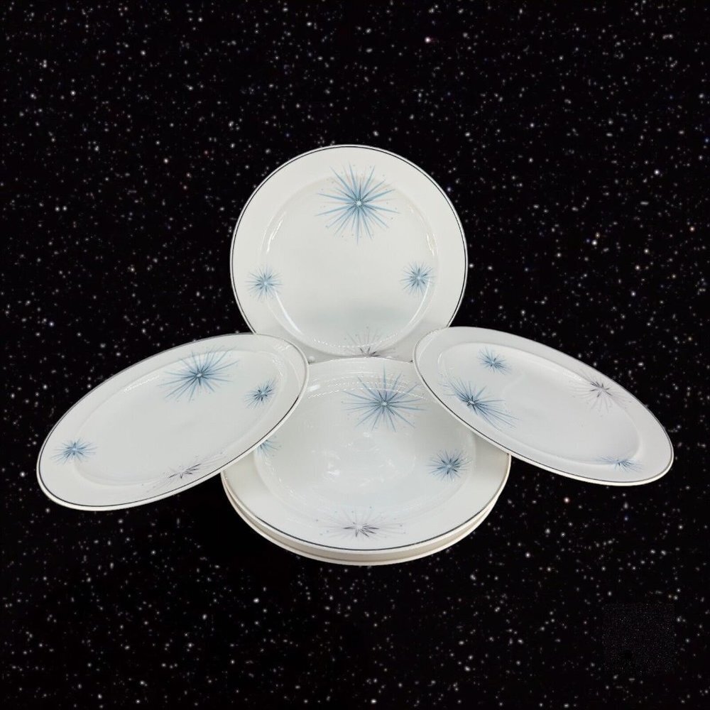 Vintage Easterling Plate‎ Dish Set 5 Star Porcelain Ceramic Mid Century 8.25"W